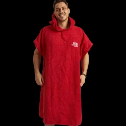 Fashion West Coast Denmark Beach Poncho Cotton Twill, Uni. - Voksen Badeponcho Rød