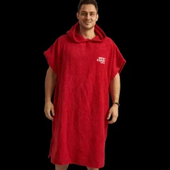 Fashion West Coast Denmark Beach Poncho Cotton Twill, Uni. - Voksen Badeponcho Rød