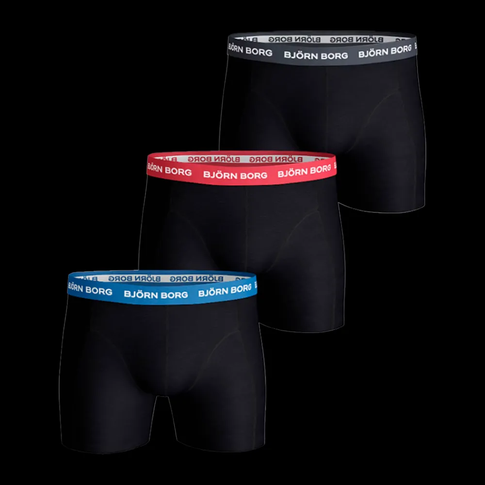 Sale Björn Borg Cotton Stretch Boxer 3 Pack - Herre Underbukser Sort