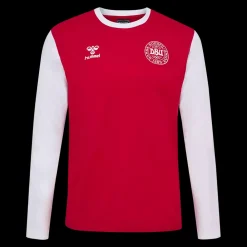 Hot Hummel DBU Fan Block LS Tee - Langærmet Fodbold T-Shirt Rød