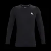 Outlet Under Armour HG Armour Fitted LS - Herre trænings T-Shirt Sort