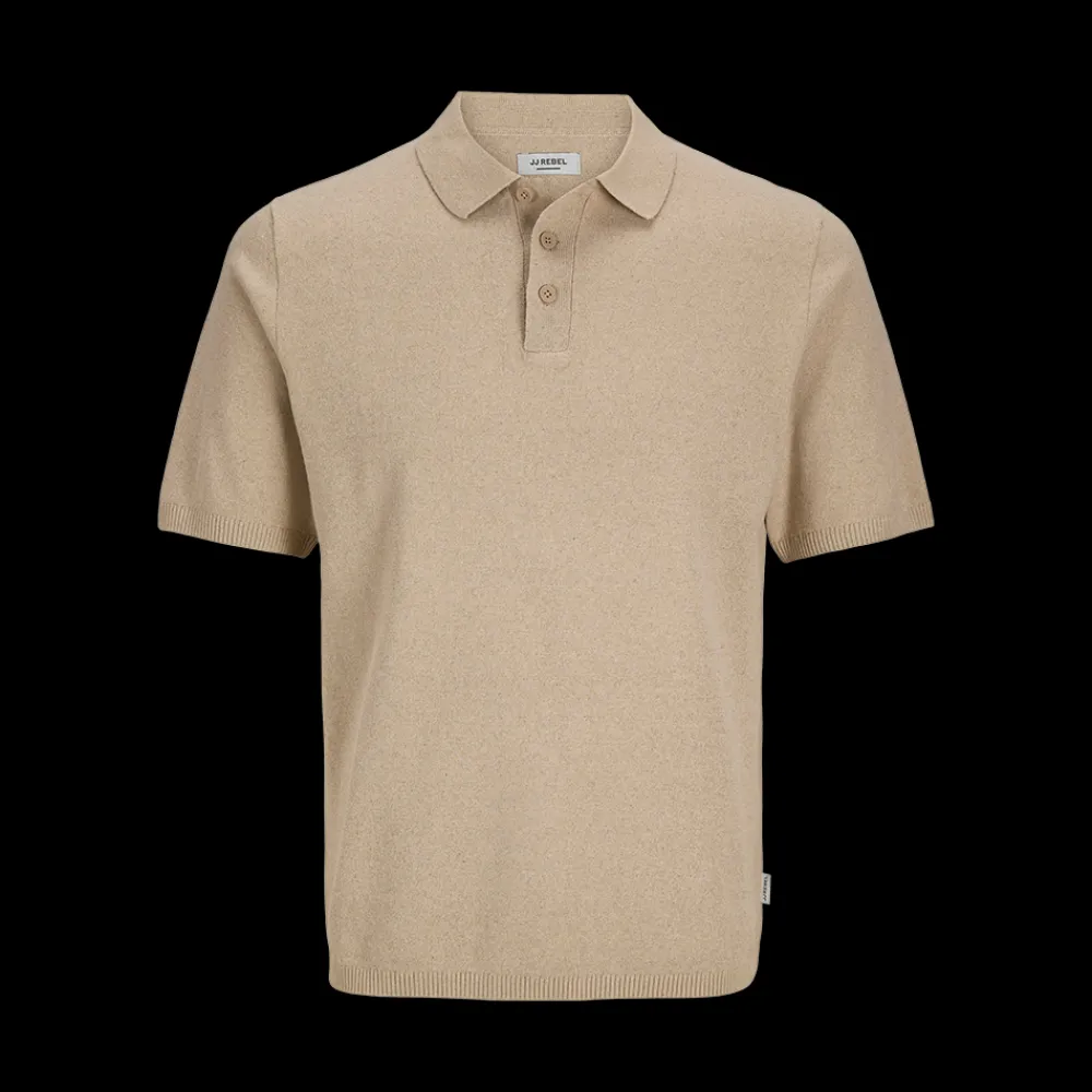 Hot JJ REBEL Callum Knit Polo - Herre Polo T-Shirt Sand