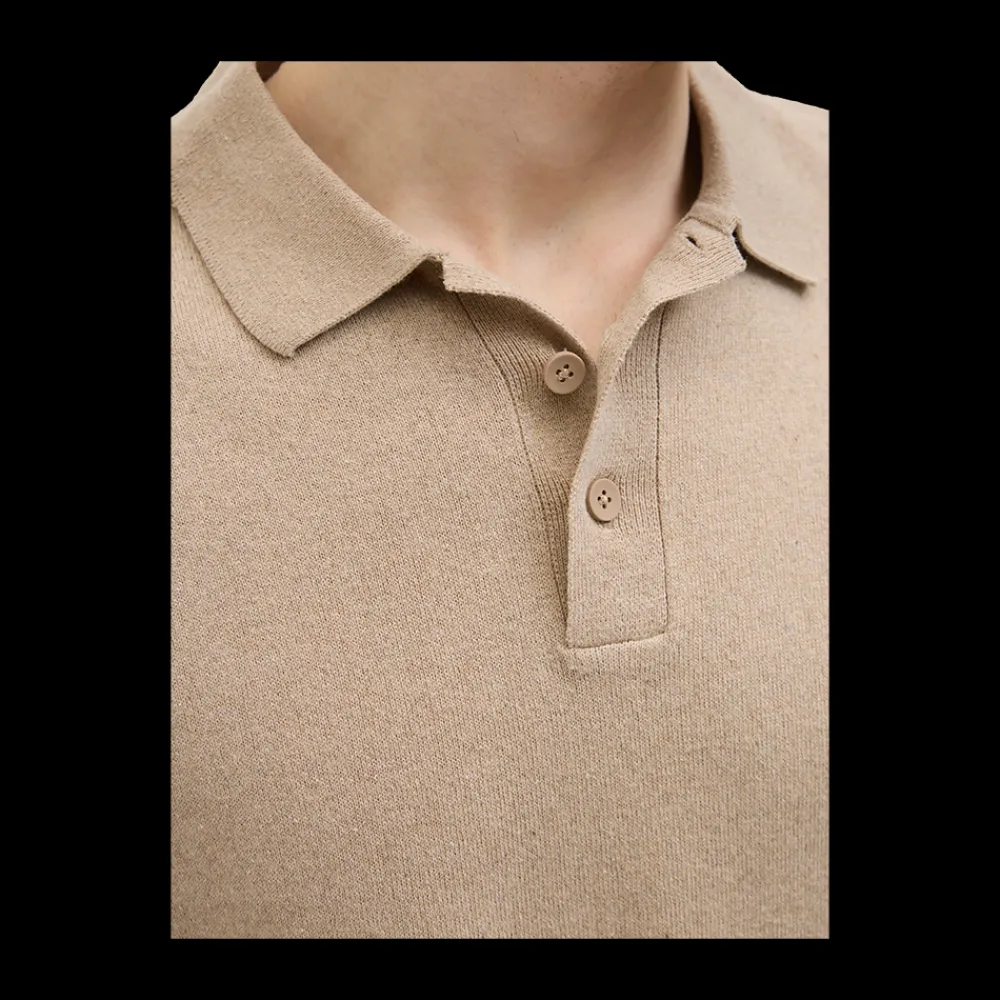 Hot JJ REBEL Callum Knit Polo - Herre Polo T-Shirt Sand