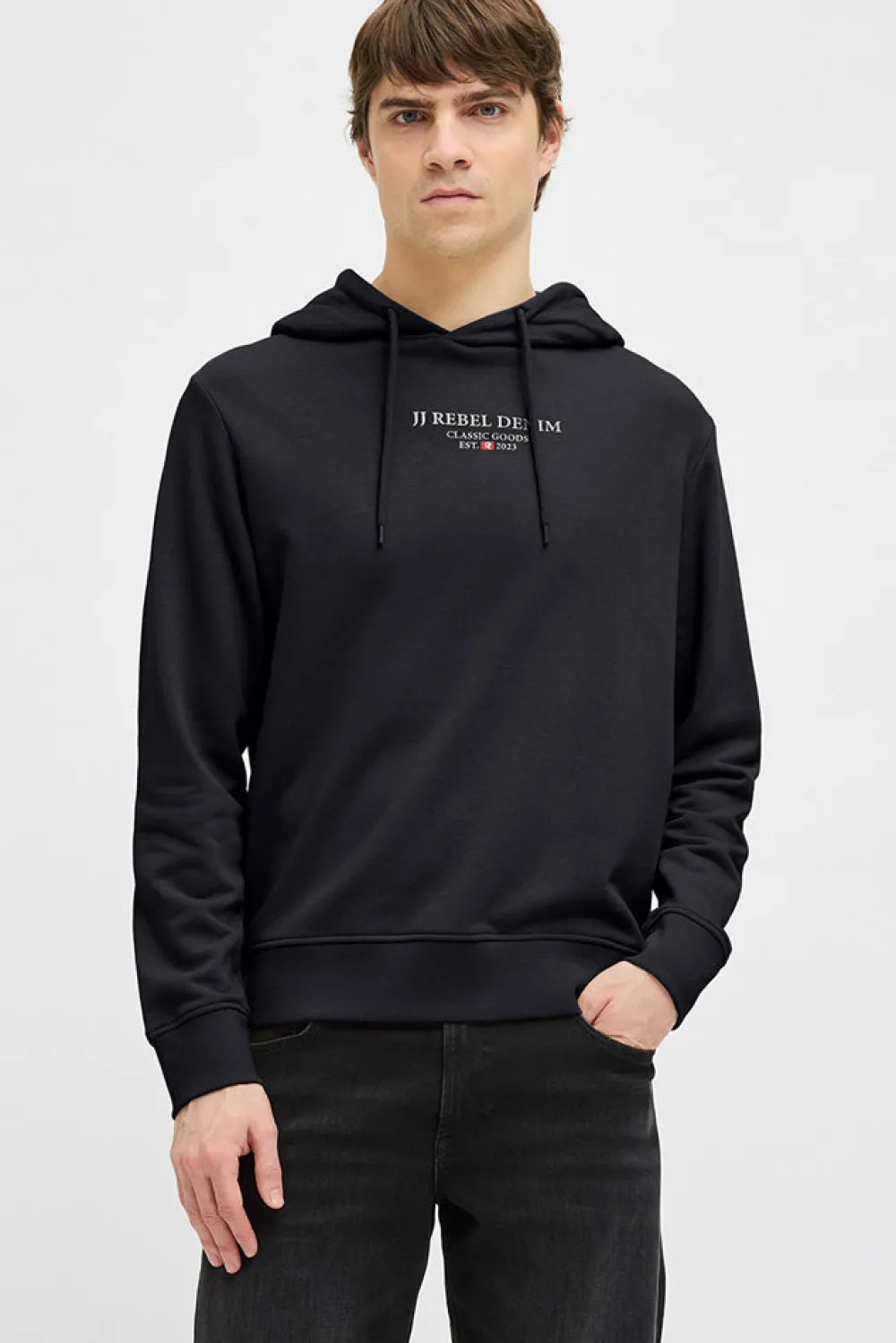 Fashion JJ REBEL Jeans Rebel Print Sweat Hood - Herre Sweatshirt Sort