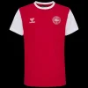 New Hummel Jr DBU Fan Block Tee - Børne Fodbold T-hirt Rød