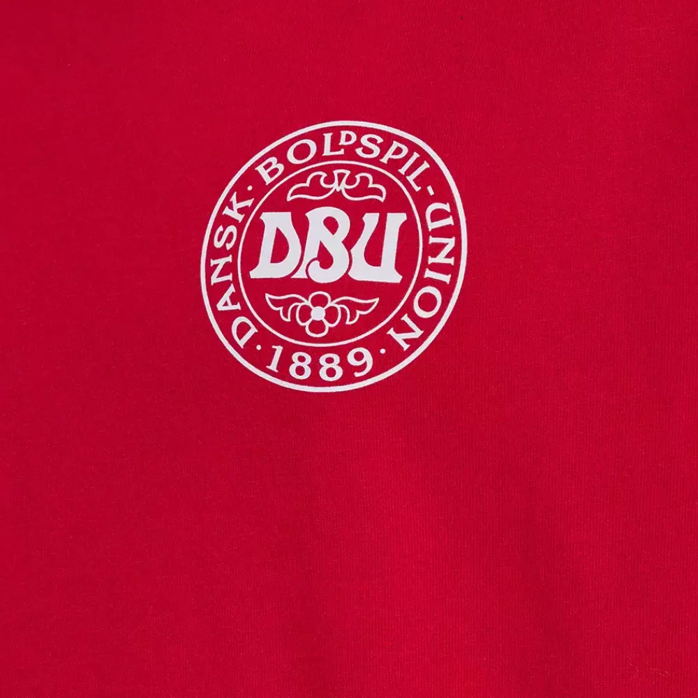 New Hummel Jr DBU Fan Block Tee - Børne Fodbold T-hirt Rød