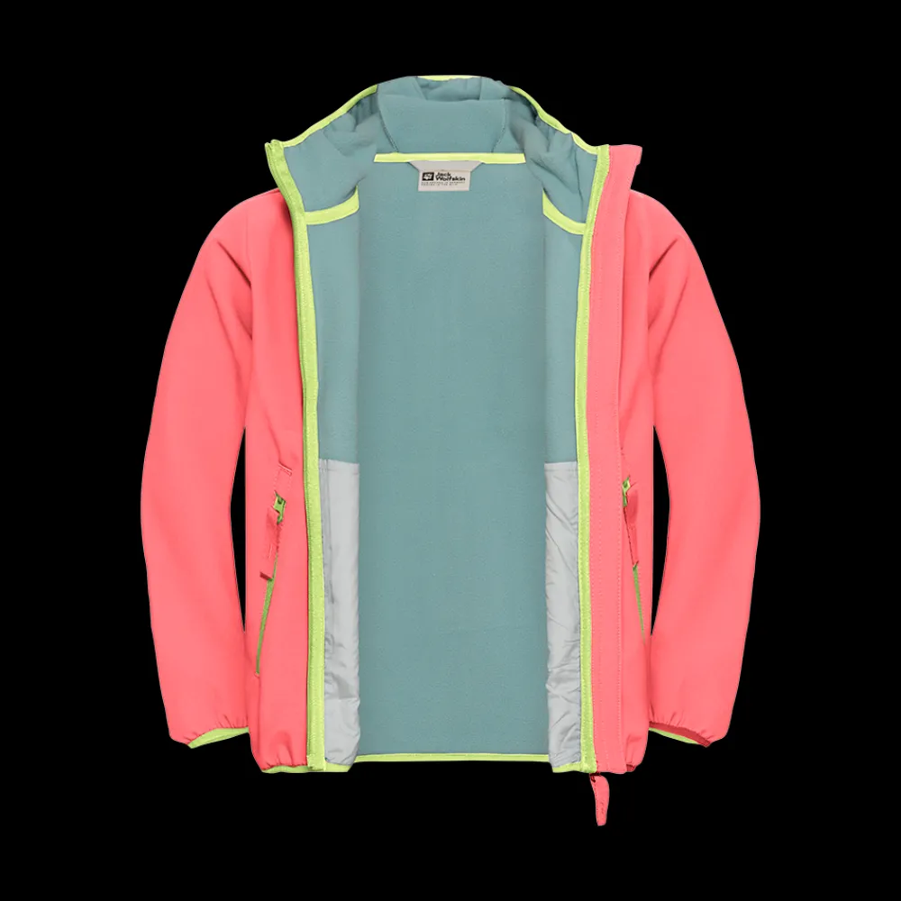 Clearance Jack Wolfskin Jr Fourwinds Jacket - Børne Softshell Jakke Pink