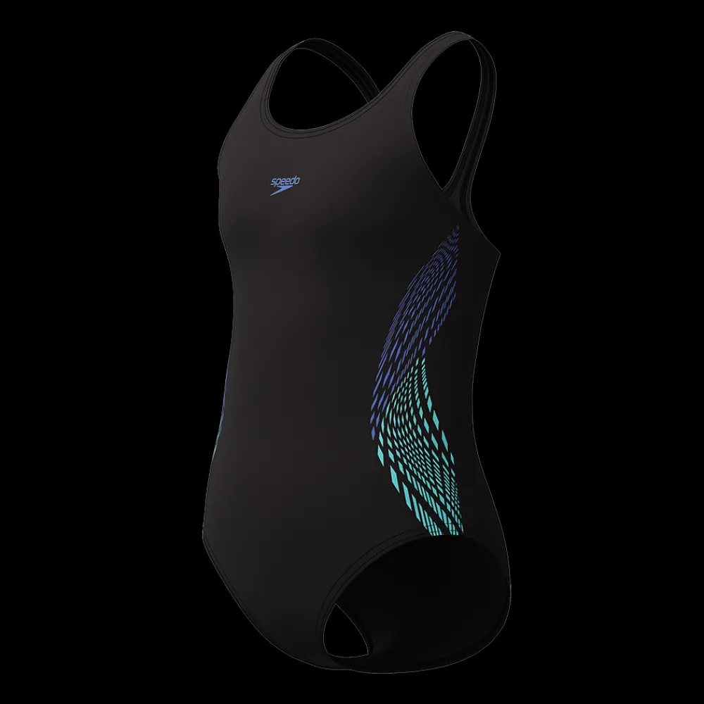 New Speedo Jr Place Muscle Suit - Pige Badedragt Sort