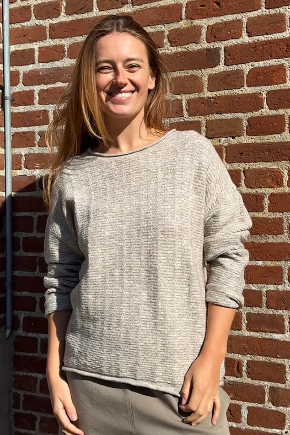 Clearance Fabrin Copenhagen Pullover Melange 25, W. - Dame Striktrøje Sand