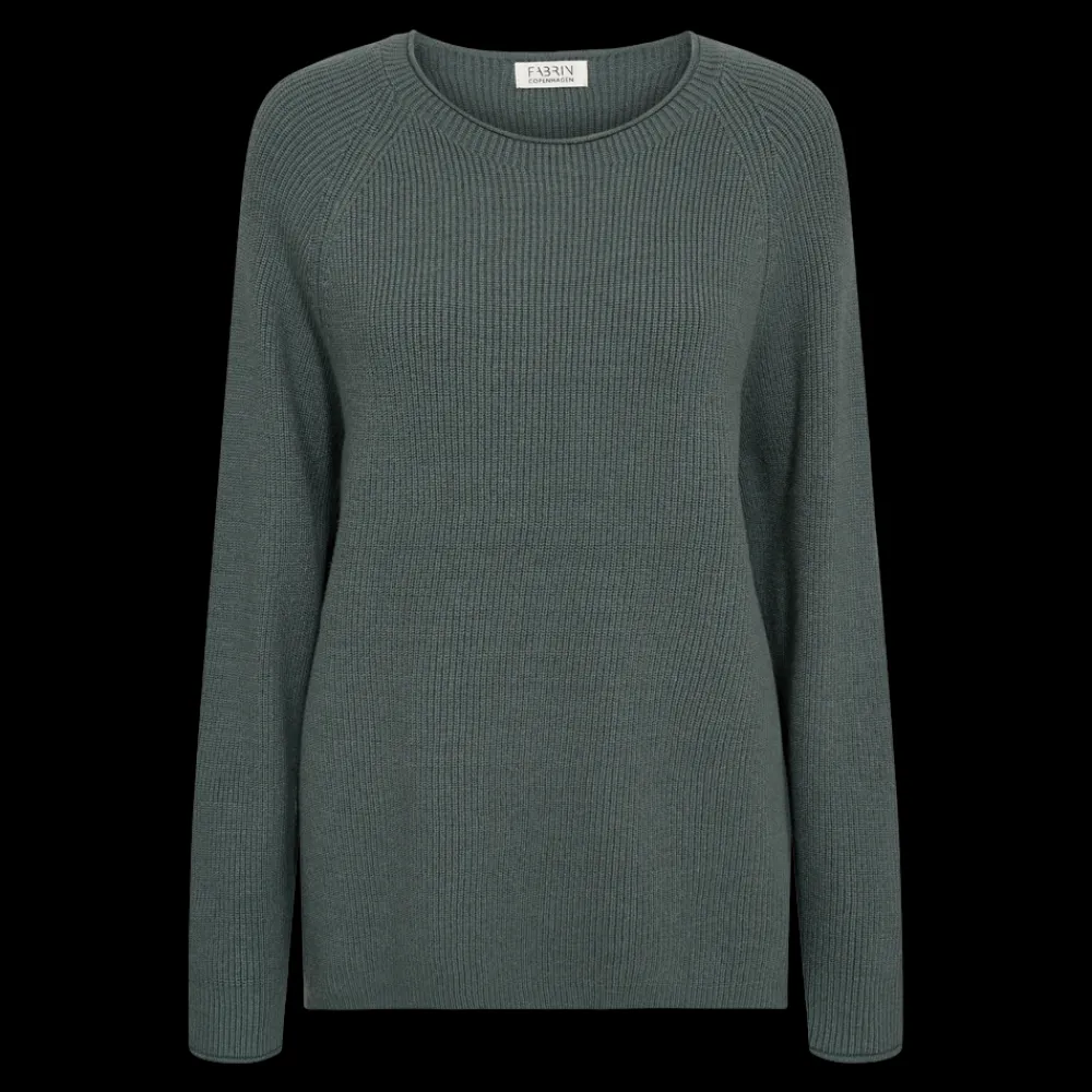 New Fabrin Copenhagen Pullover Rullekant 25, W. - Dame Striktrøje Grøn