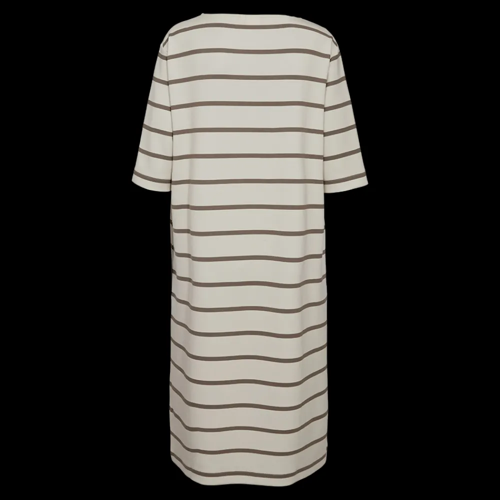 New Fabrin Copenhagen Sweat Dress AOP Stripe 25, W. - Dame Kjole Sand