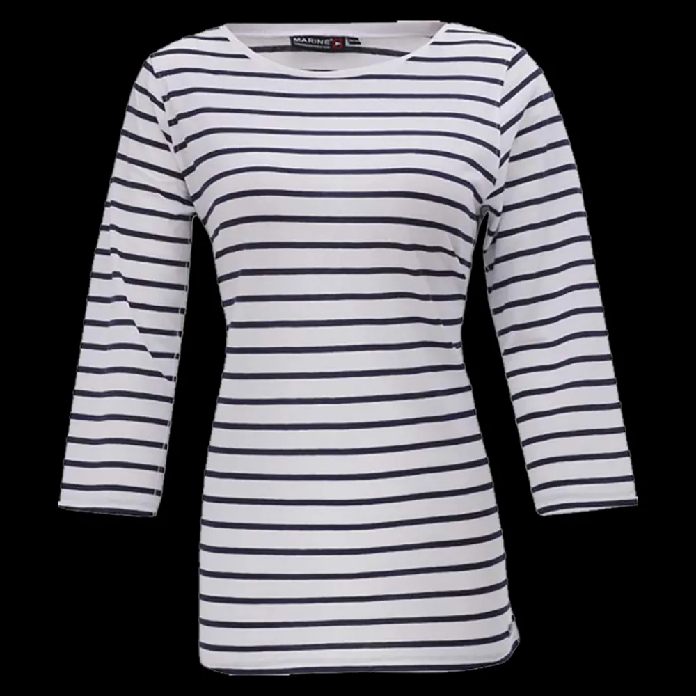 Hot Marine W 3/4 Tee Striped - Dame T-shirt Hvid