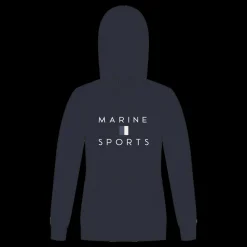New Marine W Hood Sweat - Dame Sweatshirt Blå