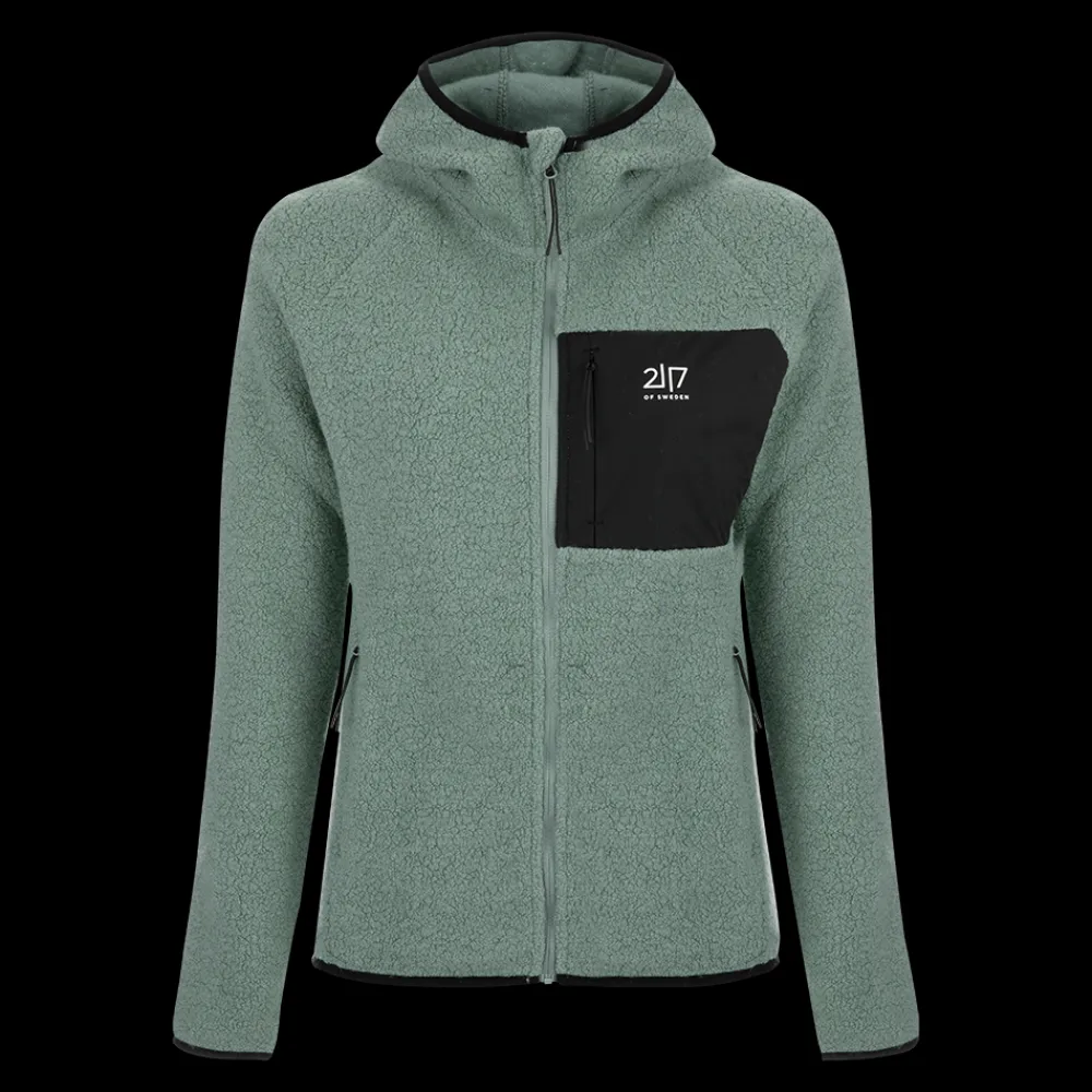 Online 2117 of Sweden W Skord Wool Hoodie - Dame Fritidsjakke Grøn