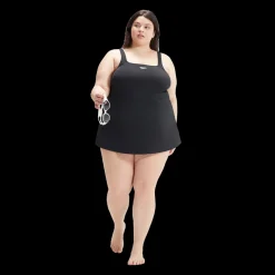 Clearance Speedo W Swim Dress Plus Size - Dame Badedragt Kjole Sort